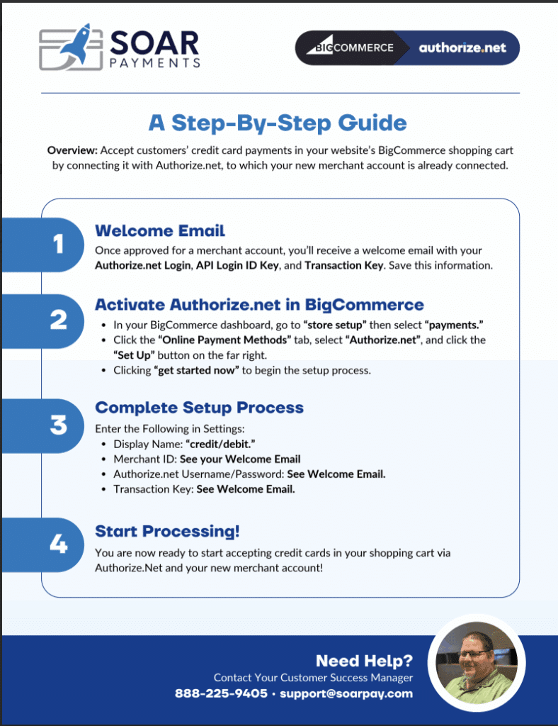 step by step guide, how to integrate your high risk merchant account with a BigCommerce online store via authorize.net